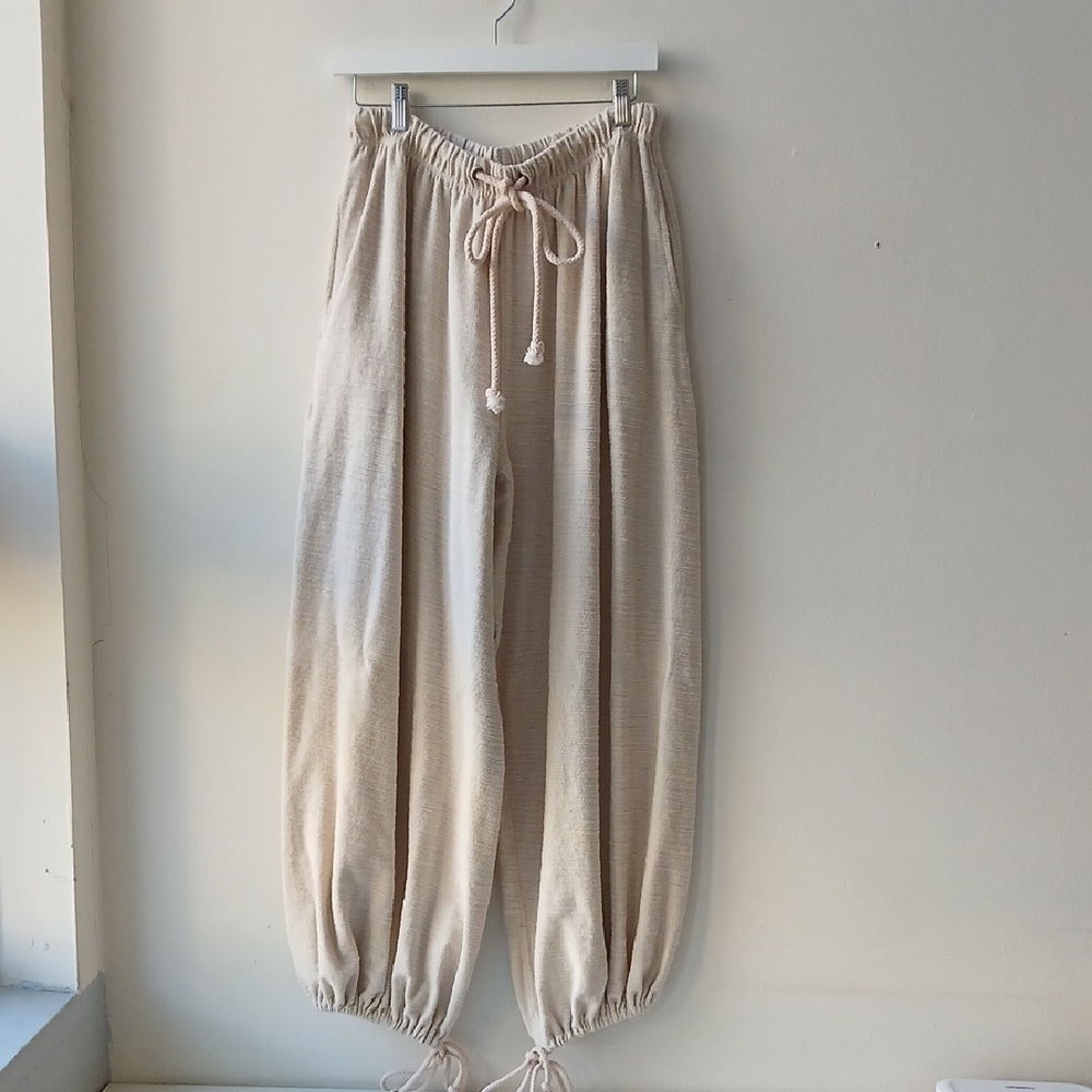 Women's Cream Drawstring Lounge Pants